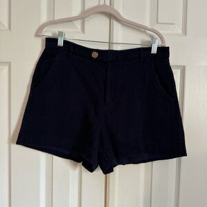 Navy Women's Textured Shorts